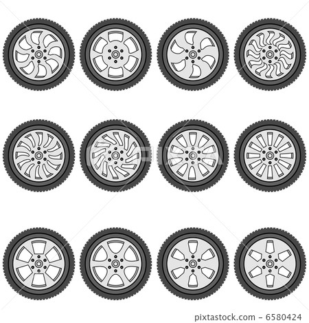 automotive wheel with alloy wheels, vector illustration 6580424