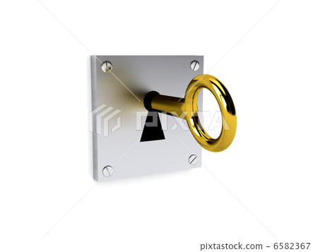 Gold key over white Gold key over white 6582367