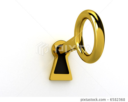 Gold key over white Gold key over white 6582368