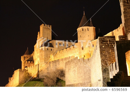 World Heritage · Night view of Carcassonne France 6596569