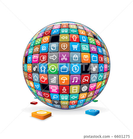 Abstract Sphere with Application Icons 6601275