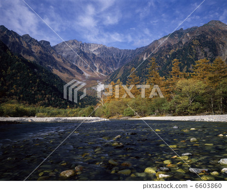 Akizawa river and Hotakodake-dake in Kamikochi 6603860