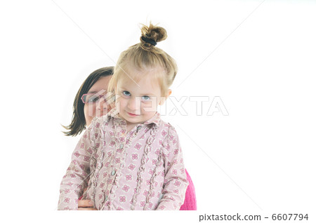 mother and littler girl isolated mother and littler girl isolated 6607794