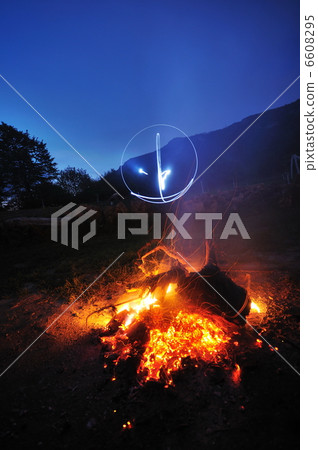 fire with long exposure on camping at night 6608295