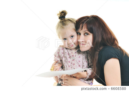 mother and littler girl isolated mother and littler girl isolated 6608380