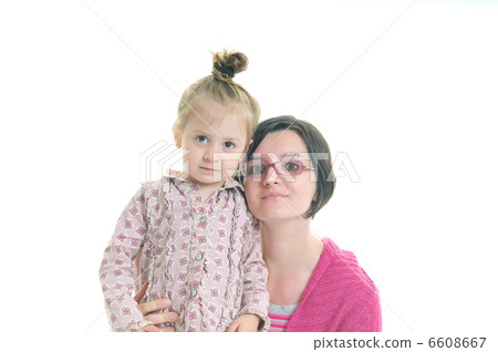 mother and littler girl isolated mother and littler girl isolated 6608667