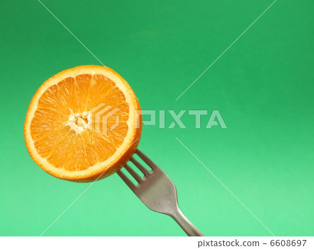 orange on fork orange on fork 6608697