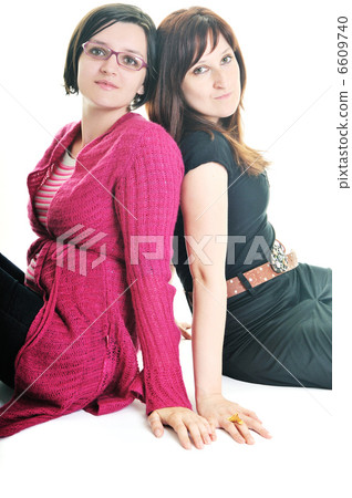 two woman isoalted on white two woman isoalted on white 6609740