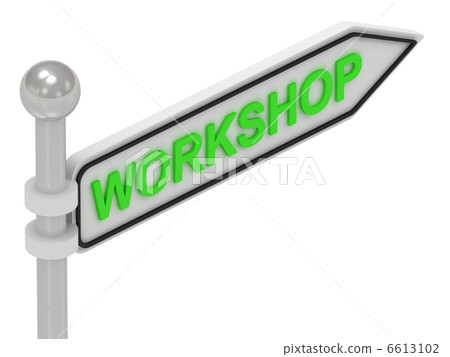 WORKSHOP arrow sign with letters 6613102