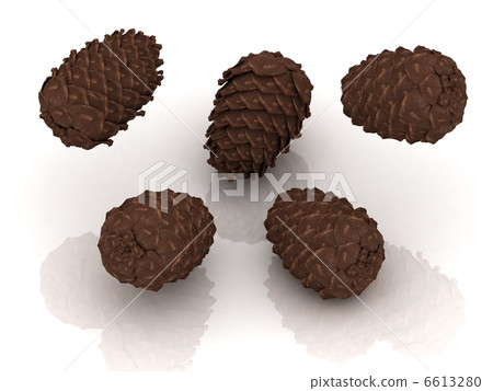 Pine cones thrown up into the air Pine cones thrown up into the air 6613280