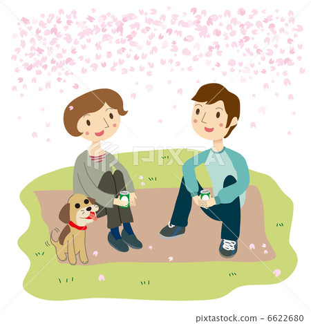 Couple enjoying cherry blossom viewing Couple enjoying cherry blossom viewing 6622680