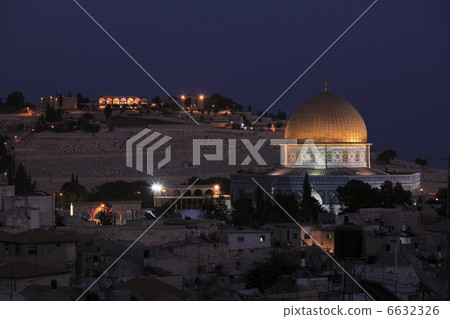 寺廟小山和橄欖山猶太公墓岩石岩石圓頂 寺廟小山和橄欖山猶太公墓岩石岩石圓頂 6632326