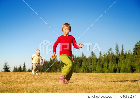 happy girl running happy girl running 6635254