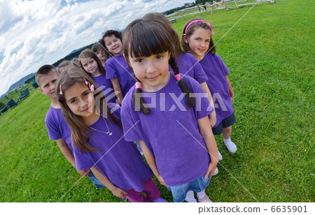 happy kids group have fun in nature happy kids group have fun in nature 6635901