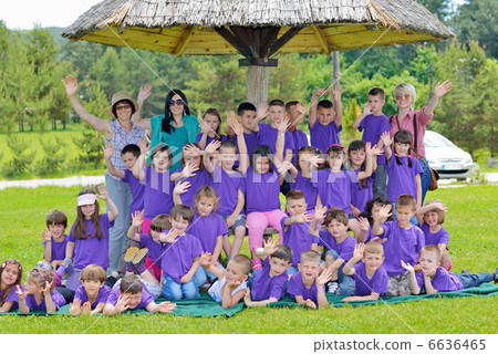 happy kids group with teacher in nature happy kids group with teacher in nature 6636465