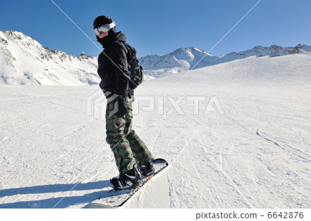 skiing on fresh snow at winter season at beautiful sunny day skiing on fresh snow at winter season at beautiful sunny day 6642876
