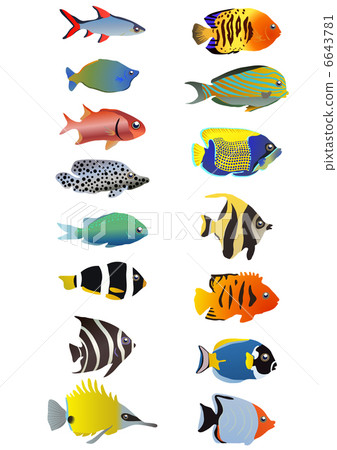 Two line of tropical fishes, vector illustration 6643781