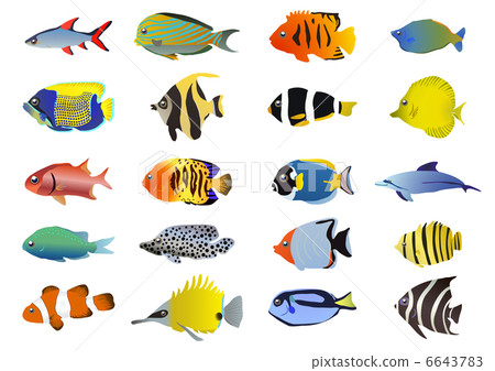 Set of tropical fishes, vector illustration 6643783