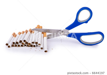 Antismoking concept with cigarettes and scissors 6644197