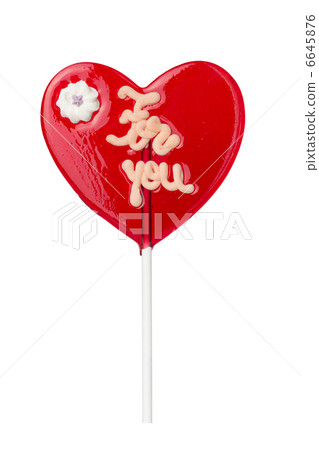 red heart-lollipop isolated on white 6645876