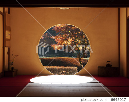 Autumn leaves - circular window - 6648017