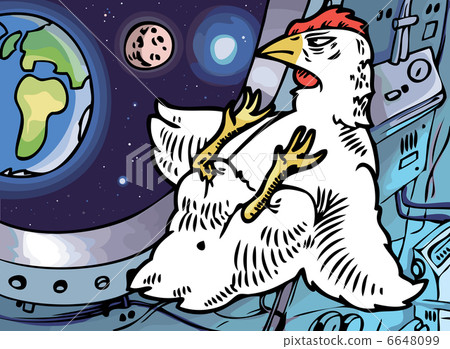 圖庫插圖: space chicken