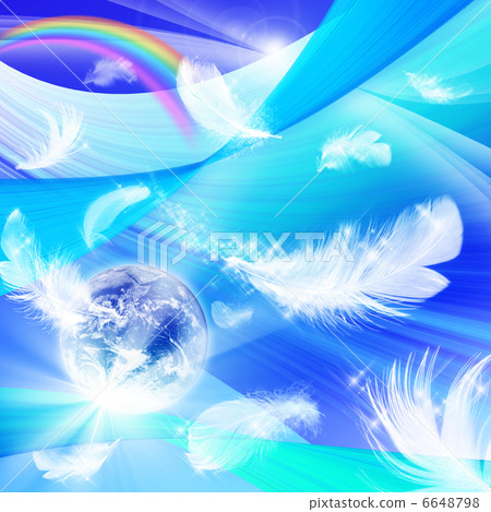 Earth, rainbow and white feathers 6648798
