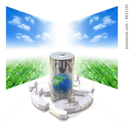 Run on the recycling mark / Earth in dry batteries Run on the recycling mark / Earth in dry batteries 6655191