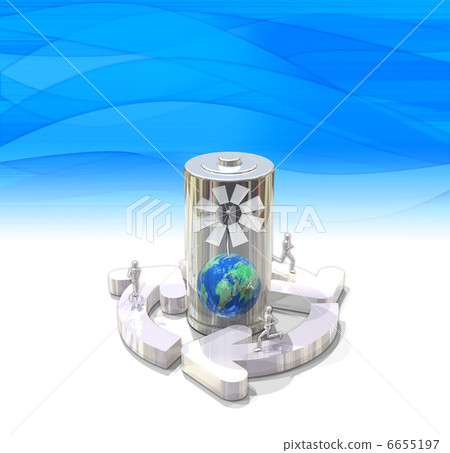 Run on recycling mark / Windmill in dry battery Run on recycling mark / Windmill in dry battery 6655197