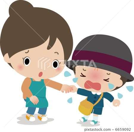 一個在公園裡哭泣的男孩遇到麻煩的女人 一個在公園裡哭泣的男孩遇到麻煩的女人 6659092