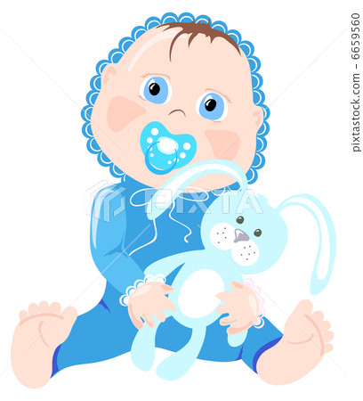 Vector illustration of infant with bunny on a white background Vector illustration of infant with bunny on a white background 6659560