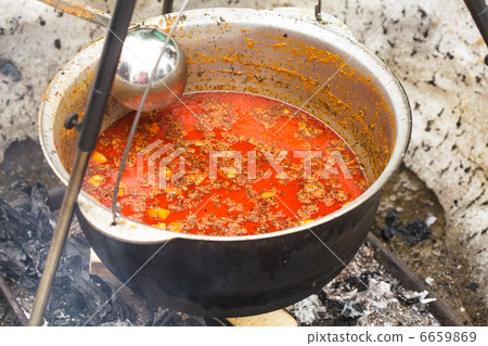 Goulash in cauldron 6659869