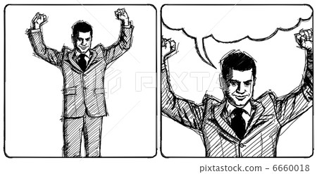 Sketch businessman with hands up 6660018