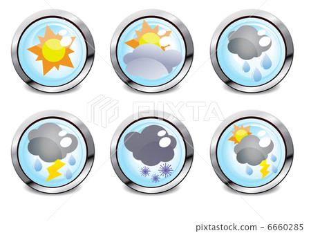 Vector illustration of six weather glossy buttons Vector illustration of six weather glossy buttons 6660285