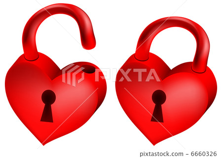 Vector illustration of two red locks in form of... - Stock Illustration ...
