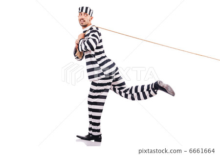 Convict criminal in striped uniform Convict criminal in striped uniform 6661664