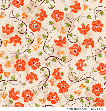 Flower seamless pattern - Stock Illustration [6671436] - PIXTA