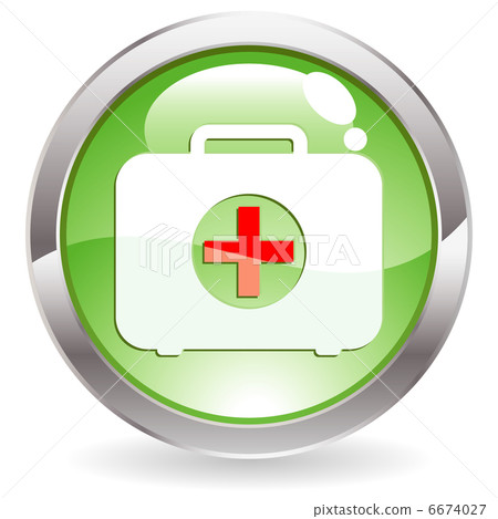 Gloss Button with First aid kit - Stock Illustration [6674027] - PIXTA