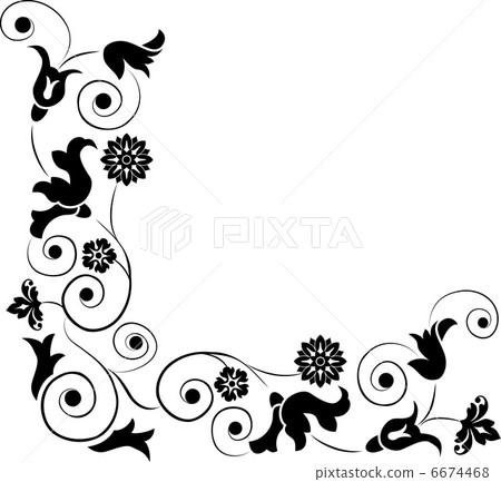 Element for design, corner flower, vector 6674468
