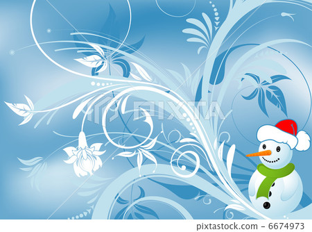 Floral background with snowman Floral background with snowman 6674973
