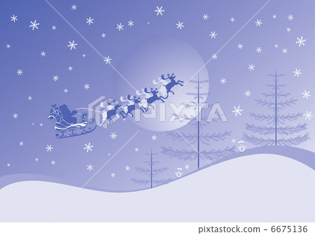 Christmas background with santa and deers, vector 6675136