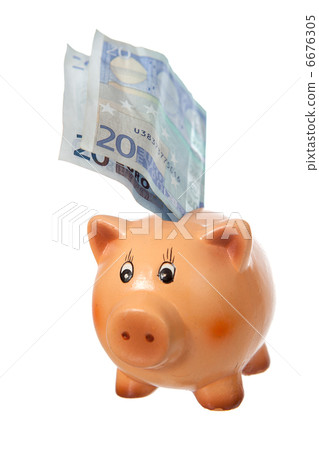 Piggy bank with twenty euro note 6676305