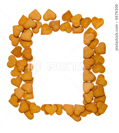 Frame of gingerbread cookies in shape of heart 6676306