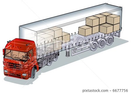Vector cargo semi-truck infographics cutaway  6677756