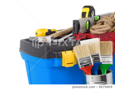 construction toolbox and tools isolated on white 6678804
