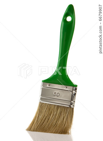 green paintbrush isolated on white green paintbrush isolated on white 6679907