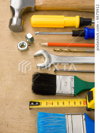 tools and instruments on wood board 6679912