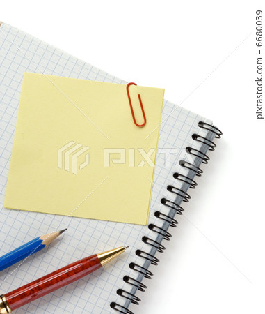 note paper and notebook on white note paper and notebook on white 6680039