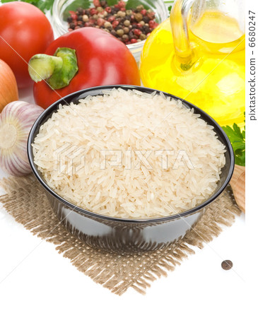rice and food ingredient isolated on white 6680247