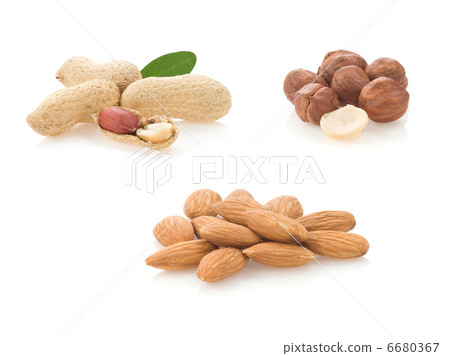 set of nuts isolated on white set of nuts isolated on white 6680367